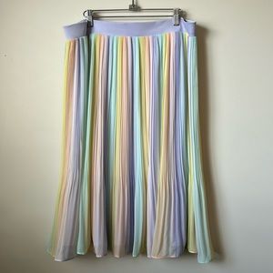 Torrid Pastel Rainbow Accordion Pleated Chiffon Skirt, Size 1X